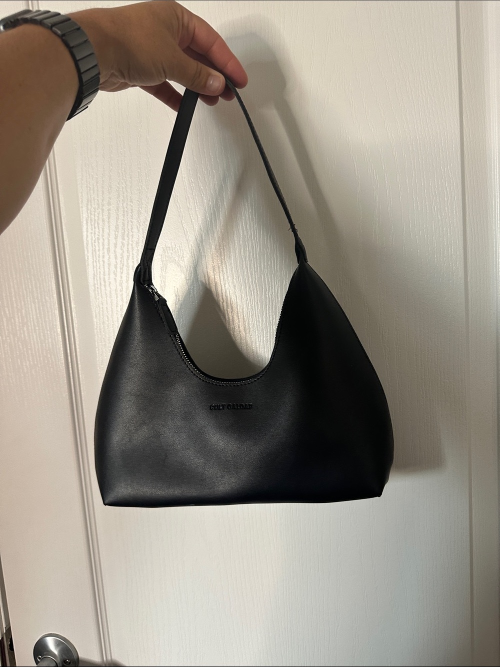 Cult Gaload Black faux Leather Crescent Shoulder Bag mini chic purse one strap - Picture 7 of 13